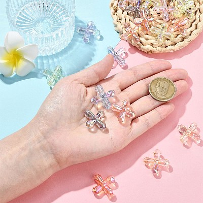 50Pcs UV Plating Transparent Acrylic Beads MACR-CJ0002-21-1
