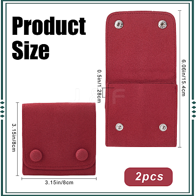 2Pcs Microfiber Cloth Jewelry Storage Bags with Brass Button ABAG-BBC0001-17A-01-1