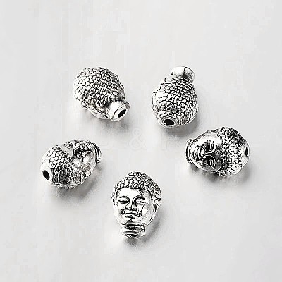 Tibetan Style Alloy 3D Buddha Head Beads X-TIBEB-O004-63-1