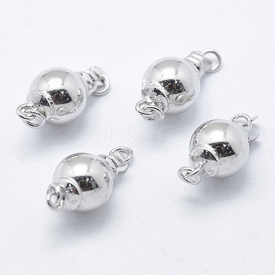Anti-Tarnish Rhodium Plated 925 Sterling Silver Box Clasps STER-F037-017P-8mm-1