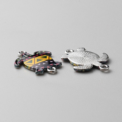 Alloy Enamel Printed Connector Charms ENAM-WH0065-15P-04-1