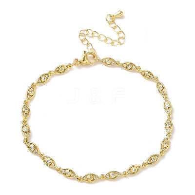 Brass Micro Pave Clear Cubic Zirconia Eye Link Chain Bracelets for Women BJEW-G764-09G-1