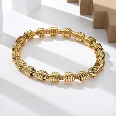 304 Stainless Steel Stretch Bangles for Women BJEW-P315-02F-G-1