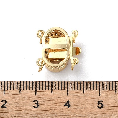 Rack Plating Brass Micro Pave Clear Cubic Zirconia Box Clasps KK-E073-02G-1