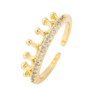 Brass Micro Pave Clear Cubic Zirconia Cuff Rings RJEW-M066-02G-1