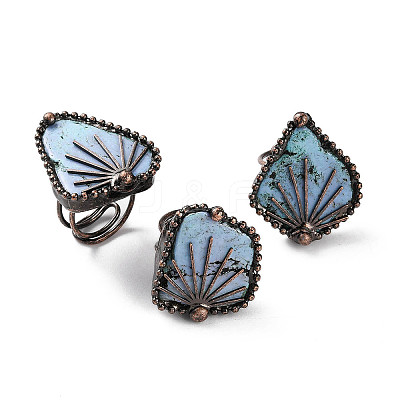 Triangle Synthetic Turquoise Adjustable Rings RJEW-A041-07R-1