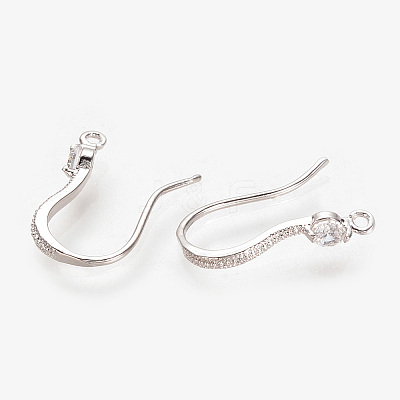 Brass Cubic Zirconia Earring Hooks X-KK-S336-43P-1