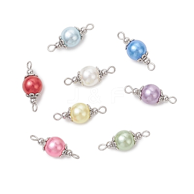 8Pcs 8 Colors Imitation Pearl Acrylic Round Links PALLOY-JF04220-01-1