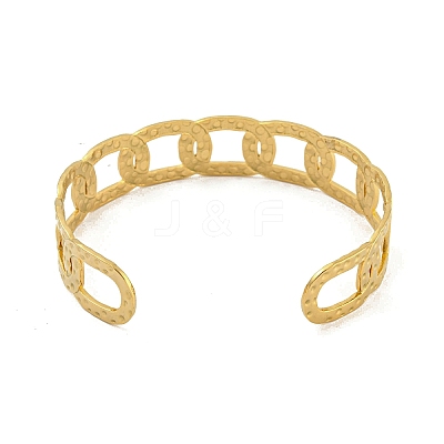 304 Stainless Steel Oval Open Cuff Bangles for Women LS-BJEW-E100-05G-1