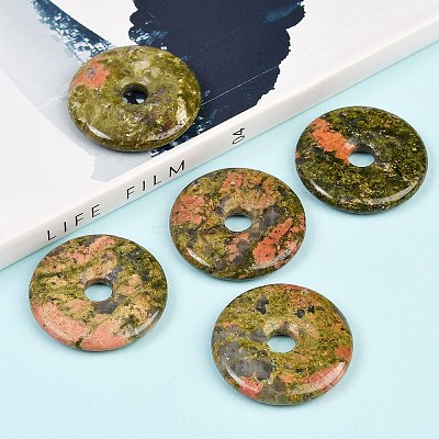 Natural Unakite Pendants G-C220-F01-30mm-1