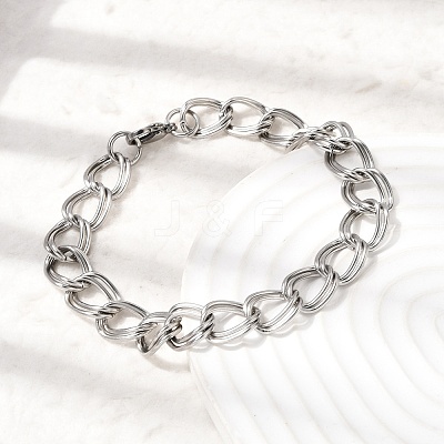 201 Stainless Steel Curb Chain Bracelets for Men STAS-T077-06P-1