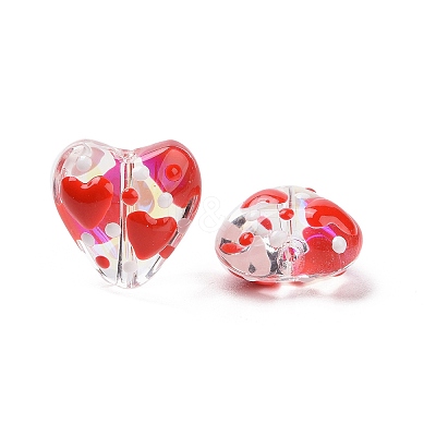 Valentine's Day Handmade Glass Enamel Beads Strands LAMP-K037-09H-1