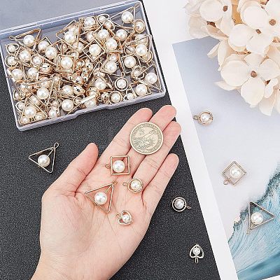 80Pcs 4 Style ABS Plastic Imitation Pearl Pendants PACR-CA0001-11-1