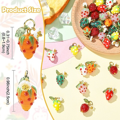 5Pcs Handmade Lampwork Pendants PALLOY-YW00108-03A-1