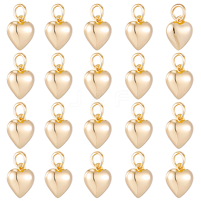20Pcs Rack Plating Brass Heart Charms KK-BBC0024-87B-1