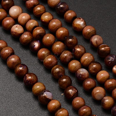 Natural Freshwater Shell Round Bead Strands X-SHEL-M012-03-1