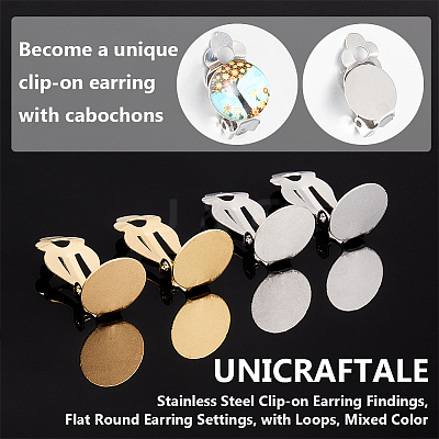 60Pcs 2 Colors 304 Stainless Steel Clip-on Earring Findings FIND-UN0003-59-1