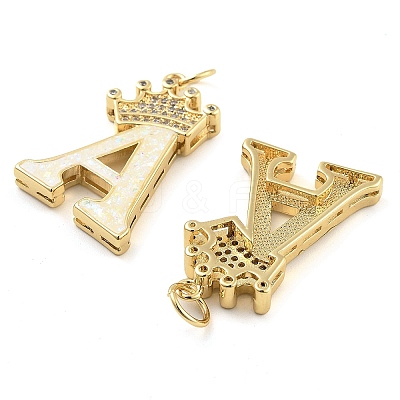 Brass Micro Pave Clear Cubic Zirconia Pendants KK-G498-01A-02-1