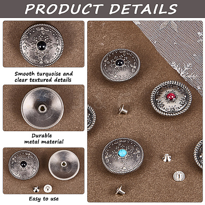 12 Sets 2 Styles Alloy Decorative Rivets BUTT-CP0001-07A-1