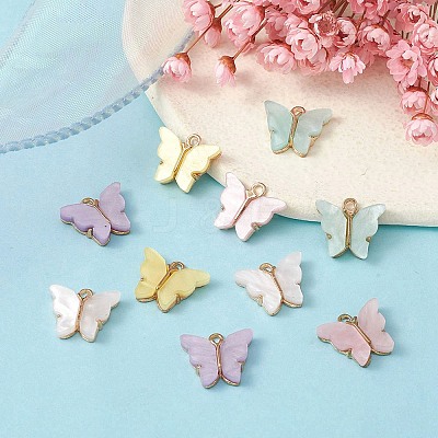 10Pcs 5 Colors Alloy Acrylic Pendants ENAM-YW0003-21-1