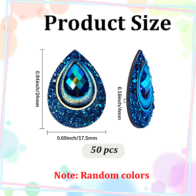 50Pcs Resin Cabochons CRES-GF0001-07-1