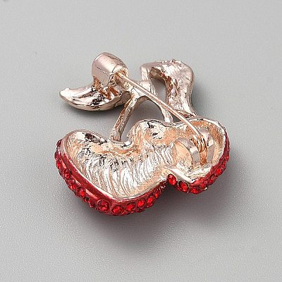 Cherry Alloy Rhinestone Brooches for Backpack Clothes JEWB-CJC0010-008-1