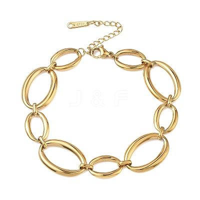 304 Stainless Steel Oval Link Chain Bracelets for Women BJEW-A169-04G-1