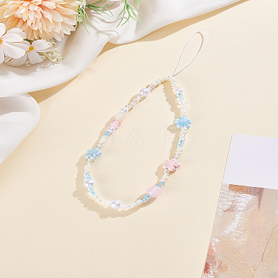 1Pc PVC & Porcelain Flower Mobile Straps AJEW-LP0005-15-1