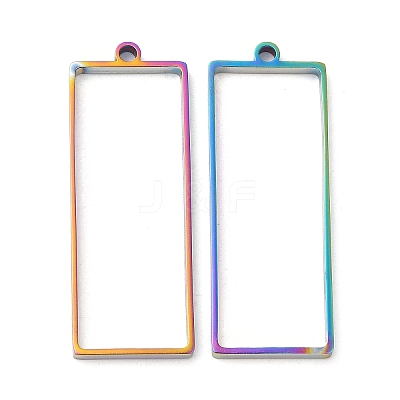 304 Stainless Steel Open Back Bezel Rectangle Pendants STAS-Z040-06B-RC-1