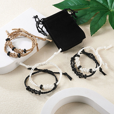 6Pcs Adjustable Braided Waxed Polyester Cord Macrame Pouch Bracelet Making BJEW-FW0001-04-1