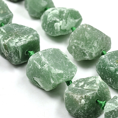 Nuggets Natural Green Aventurine Beads Strands G-N0135-14-1