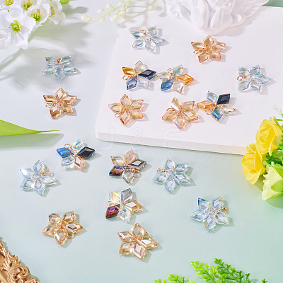 18Pcs 3 Styles Glass Pendants PALLOY-TA00343-1