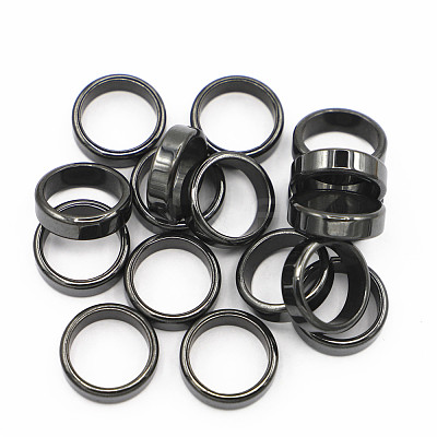 Non-Magnetic Synthetic Hematite Plain Band Ring FIND-PW0021-11C-1