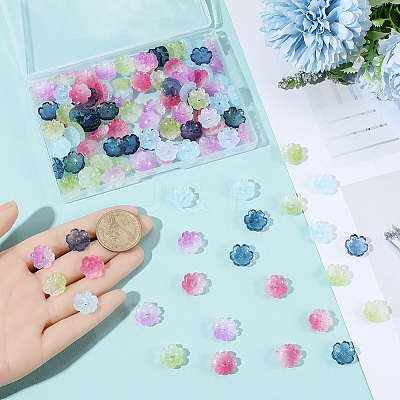 150Pcs 5 Colors Transparent Spray Paint Glass Bead Caps GLAA-PA0001-49-1