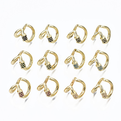 Brass Micro Pave Cubic Zirconia Cuff Earrings EJEW-S210-013-NR-1