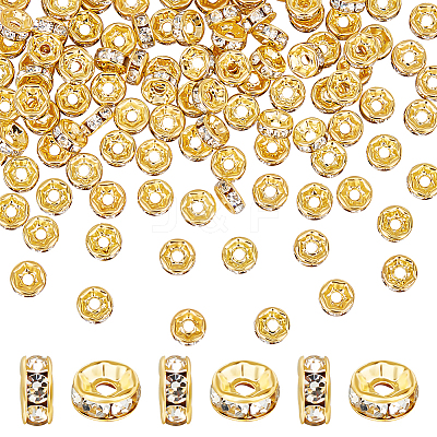 200Pcs Brass Rhinestone Spacer Beads RB-UN0001-11-1