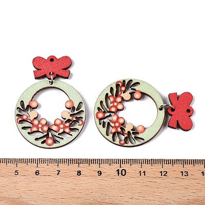 Printed Poplar Wood Pendants FIND-N005-74B-1