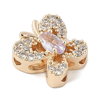 Brass Micro Pave Cubic Zirconia Beads KK-K297-34A-G01-1