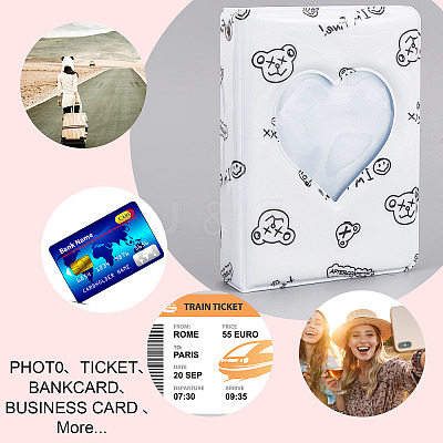 3 Inch PVC Mini Photo Album with Heart Window AJEW-WH0324-86B-1