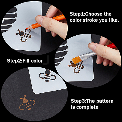 Bees Theme PET Plastic Hollow Out Drawing Painting Stencils Templates Sets DIY-WH0028-66-1