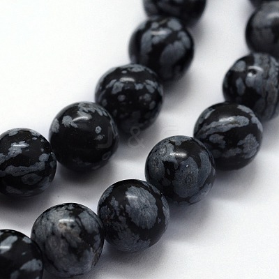 Natural Snowflake Obsidian Beads Strands X-G-I199-36-10mm-1