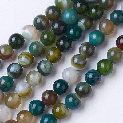Natural Grade A Striped Agate/Banded Agate Beads Strands G-E479-05-8mm-1