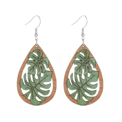 Wood Dangle Earrings for Women WG26A13-03-1