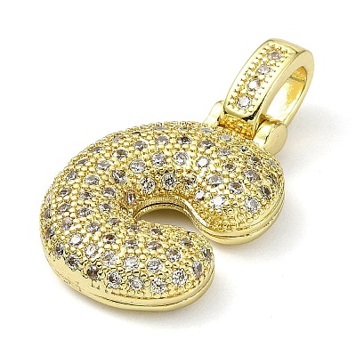 Brass Micro Pave Clear Cubic Zirconia Pendants KK-M279-01G-C-1