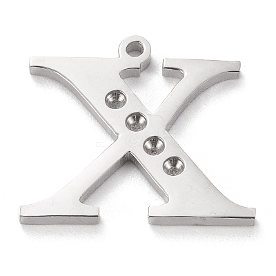 Tarnish Resistant 304 Stainless Steel Letter Pendant Rhinestone Settings LS-STAS-J028-01X-1