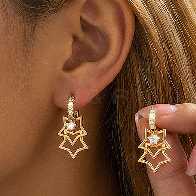 Alloy & Crystal Rhinestone Dangle Hoop Earrings WG072DE-04-1