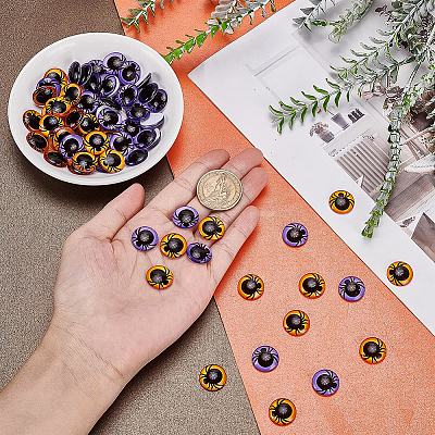 72Pcs 2 Colors Eye Printed Glass Cabochons GGLA-BC0001-008-1