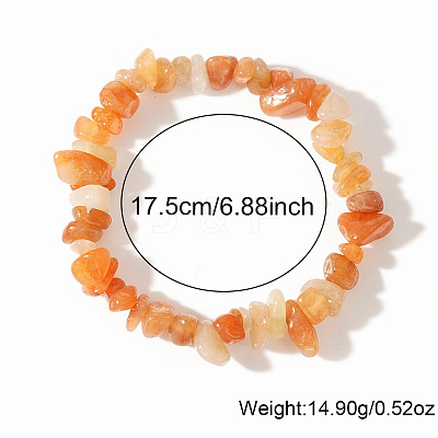 Natural Sunstone Chips Bead Stretch Bracelets for Women Men CI5318-18-1