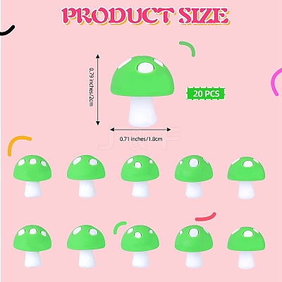 20Pcs Mushroom Silicone Focal Beads JX901F-1