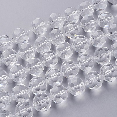 Half-Handmade Transparent Glass Beads Strands CF16mm-01-1